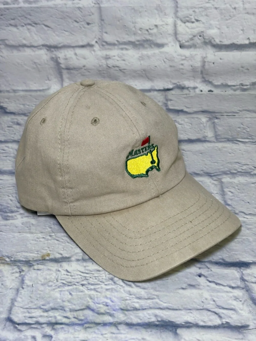 Vintage Masters Golf Hat Adjustable Tan Beige Baseball Cap American Needle Dad